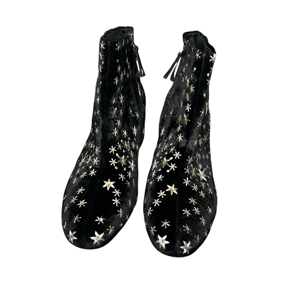 Mango RARE Stars Embroidered Celestial Black Velvet Ankle Boots size 40 - Picture 3 of 9